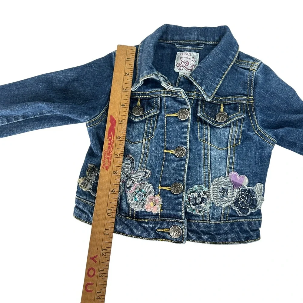 Toddler Embroidered Denim Jacket 24M Floral Butterfly‎ Y2K Coquette Cottagecore